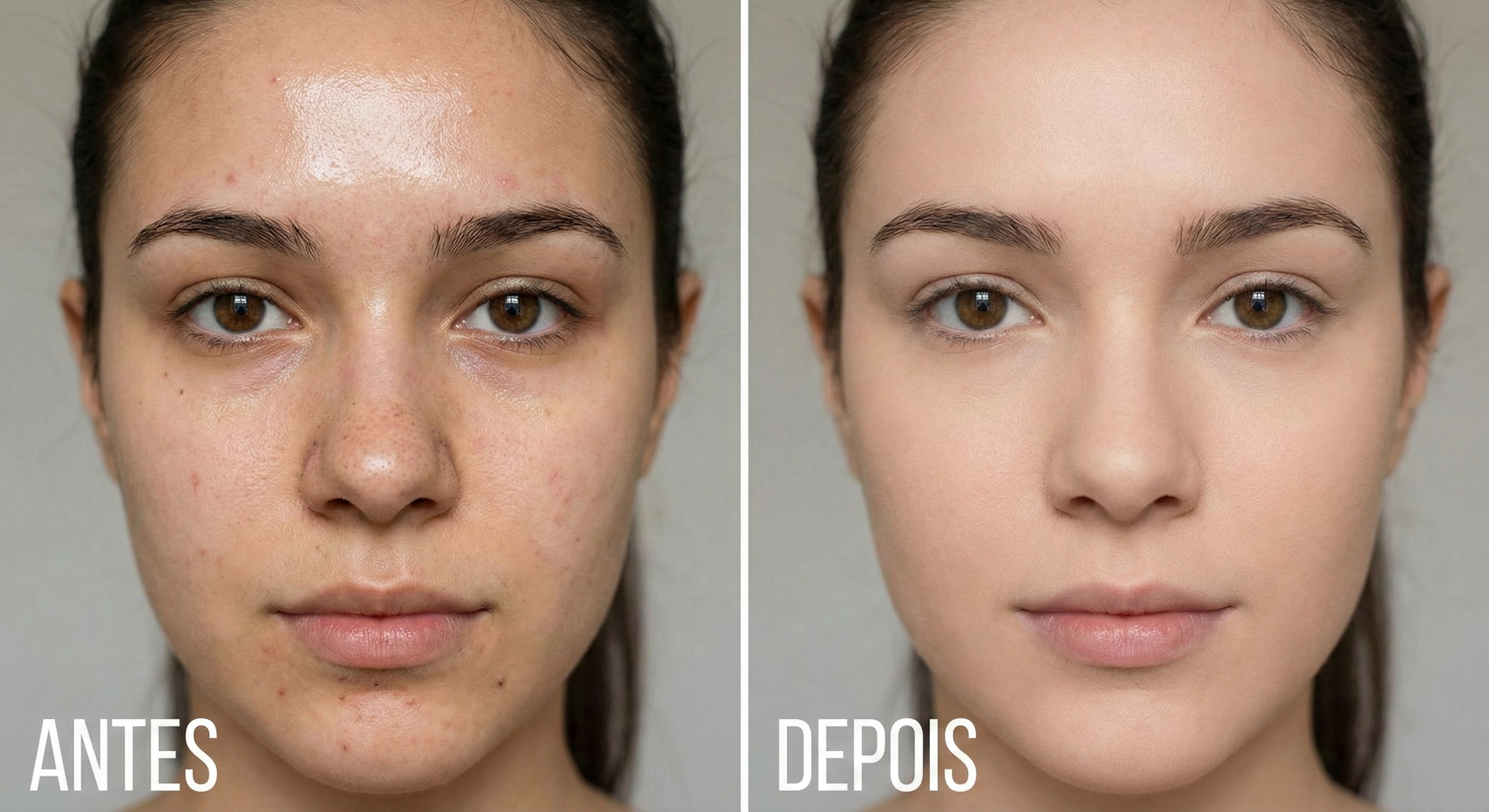 Tratamento facial antes e depois