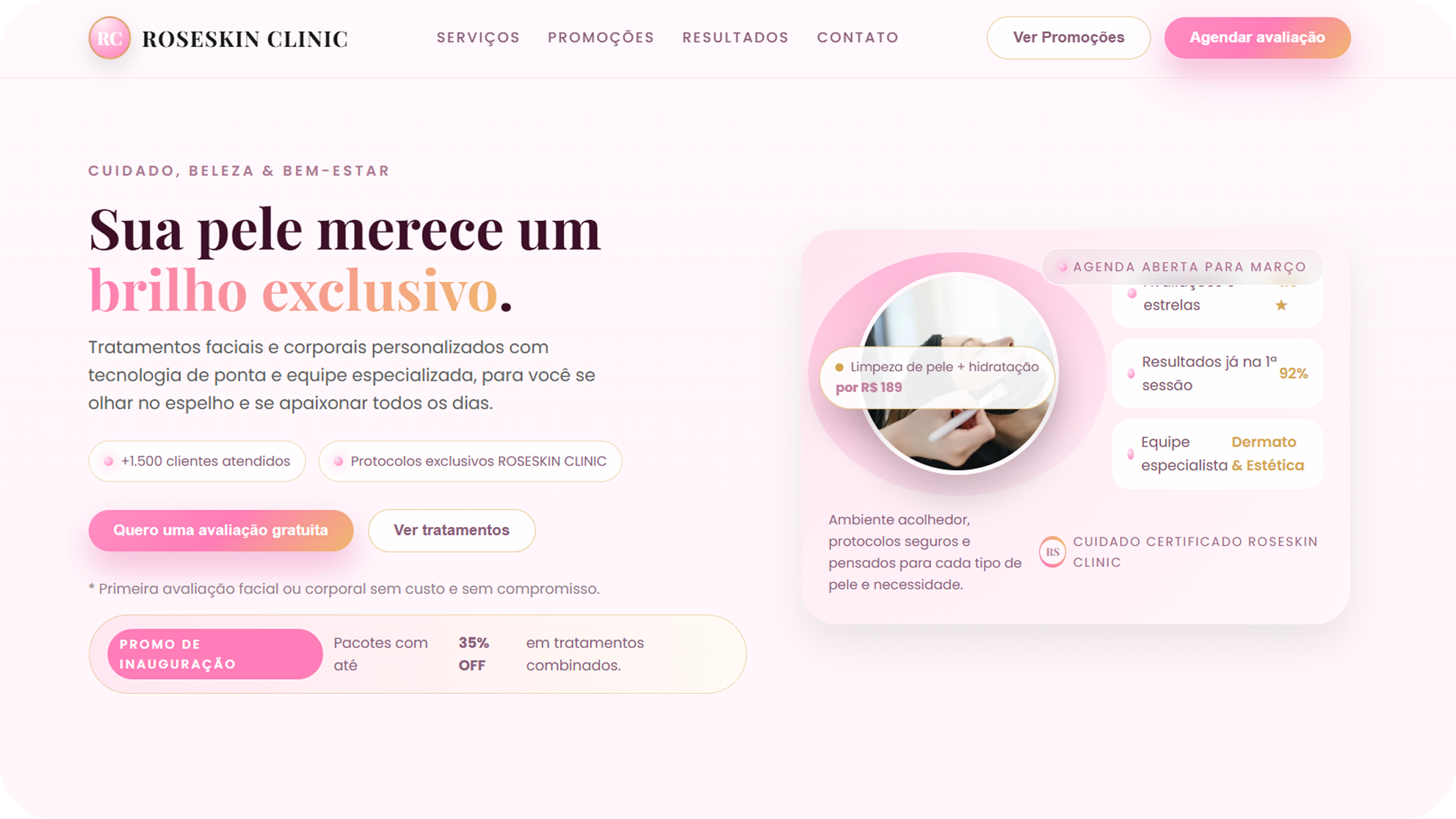 Exemplo de landing page profissional